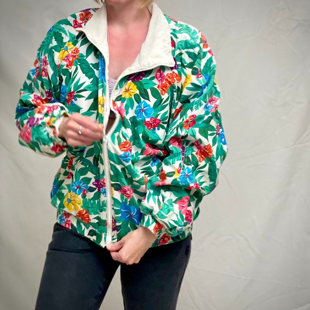 Vintage Terry Cloth Track Jacket Zip Up Sweatshirt